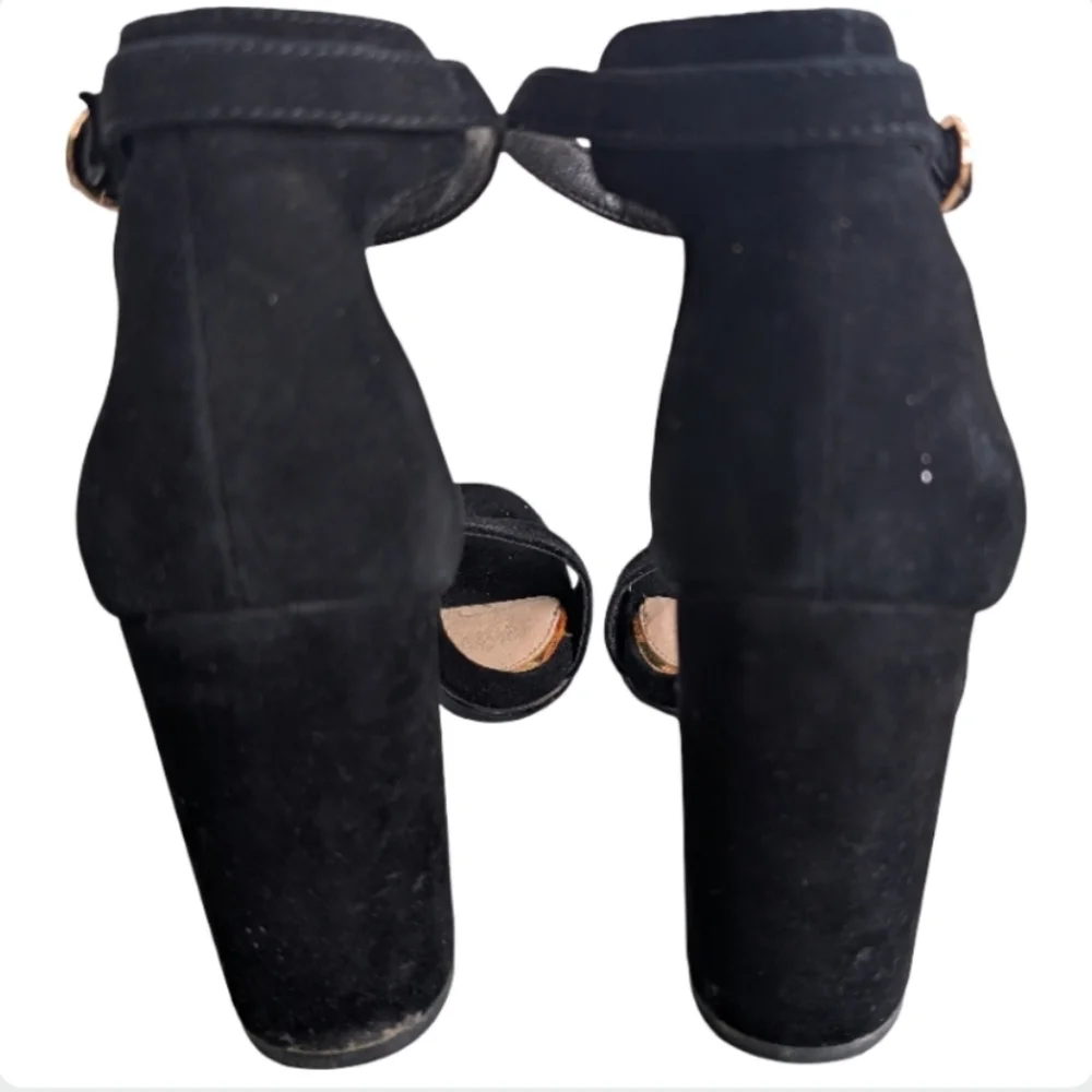 Michael By Michael Shannon Sammey Black Suede Block Heel Sandals Size 7